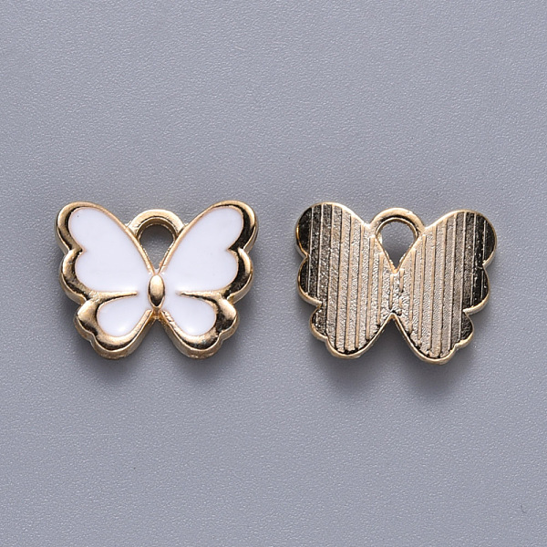 

PandaHall Alloy Enamel Charms, Butterfly, Light Gold, White, 10.5x13x3mm, Hole: 2mm Alloy+Enamel Butterfly White