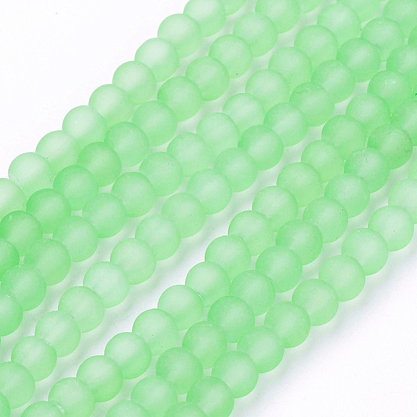 

PandaHall Transparent Glass Bead Strands, Frosted, Round, Pale Green, 4mm, Hole: 1.1~1.6mm, about 200pcs/strand, 31.4 inch Glass Round Green