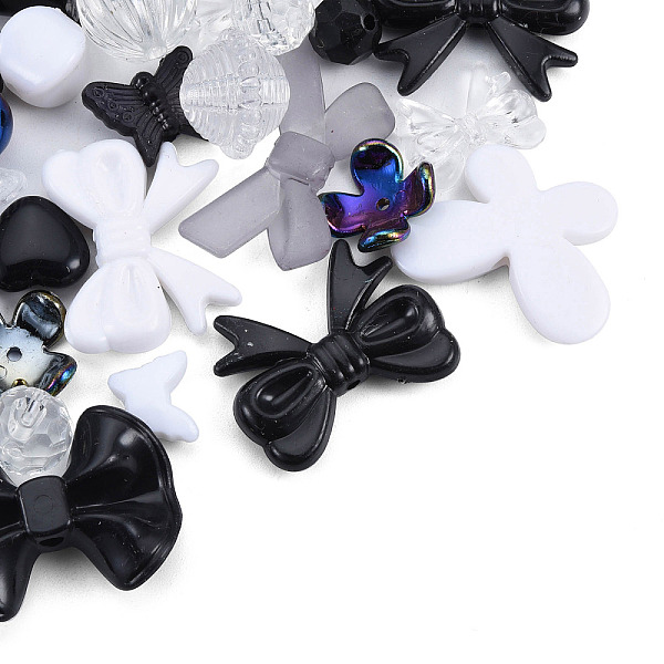

PandaHall Opaque & Transparent Acrylic Beads, Mixed Shapes, Black, 7.5~33x7.5~43.5x4.5~16mm, Hole: 1.2~4mm, about 470pcs/500g Acrylic Mixed...