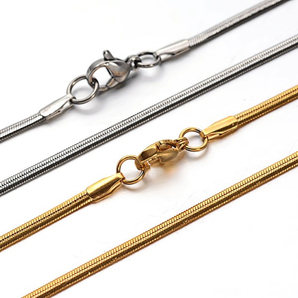 

PandaHall 304 Stainless Steel Snake Chains Necklaces, with Lobster Clasps, Mixed Color, 17.7 inch(45cm), 2.2x1mm 304 Stainless Steel