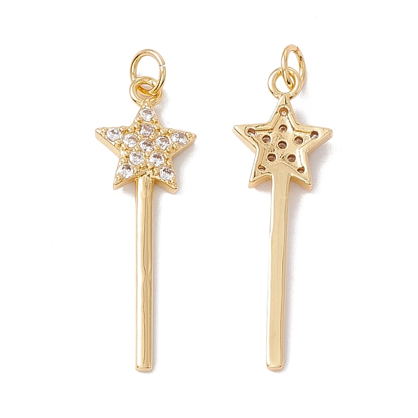 

PandaHall Rack Plating Brass Micro Pave Clear Cubic Zirconia Pendants, with Jump Ring, Cadmium Free & Nickel Free & Lead Free, Star, Real...