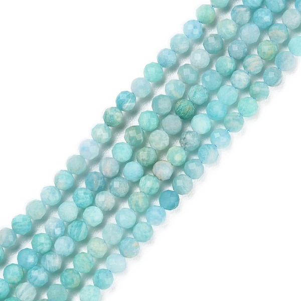 

PandaHall Natural Amazonite Beads Strands, Faceted, Round, 3~3.5mm, Hole: 0.6mm, about 117~126pcs/strand, 15.16''~15.55''(38.5~39.5cm)...