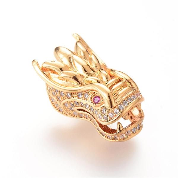 

PandaHall Brass Micro Pave Cubic Zirconia Beads, Random Color Cubic Zirconia Eye, Dragon, Golden, 21.5x13x10mm, Hole: 1.8mm Brass+Cubic...