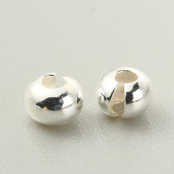 

PandaHall 925 Sterling Silver Crimp Beads Covers, Flat Round, Silver, 4x3mm, Hole: 1.4mm Sterling Silver