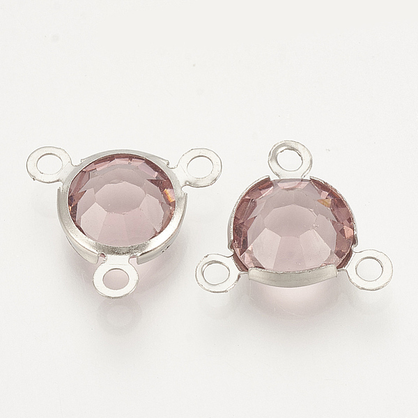 

PandaHall Glass Charms, with 304 Stainless Steel Finding, Flat Round, Faceted, Stainless Steel Color, Thistle, 12x13x4mm, Hole: 1.5mm..., Purple