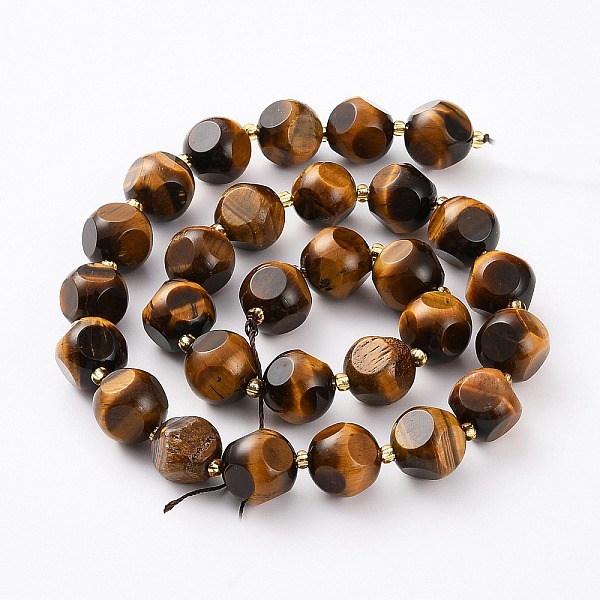 

PandaHall Natural Tiger Eye Beads Strands, with Seed Beads, Six Sided Celestial Dice, Faceted, 12~12.5x12~12.5mm, Hole: 1mm, about...