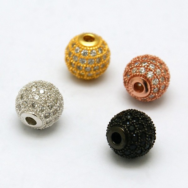 

PandaHall Round 925 Sterling Silver Beads, with Micro Pave Cubic Zirconia, Mixed Color, 10mm, Hole: 2mm Sterling Silver+Cubic Zirconia Round
