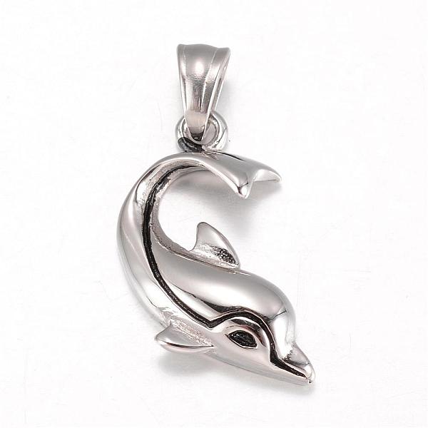 

PandaHall 316 Surgical Stainless Steel Pendants, Dolphin, Stainless Steel Color, 27x15x5mm, Hole: 4x6mm 316 Surgical Stainless Steel Dolphin