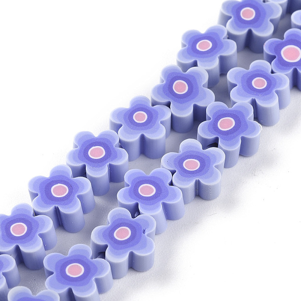 

PandaHall Handmade Flower Printed Polymer Clay Beads Strands, Flower, Lilac, 9.6x4mm, Hole: 1.4mm, about 38pcs/Strand, 12.99''(33cm) Polymer..., Purple