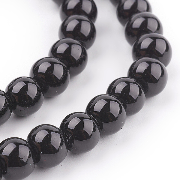 

PandaHall Glass Pearl Beads Strands, Pearlized, Round, Black, 8mm, Hole: 1mm, about 100pcs/strand, 30.71 inch(78cm). Glass Round Black