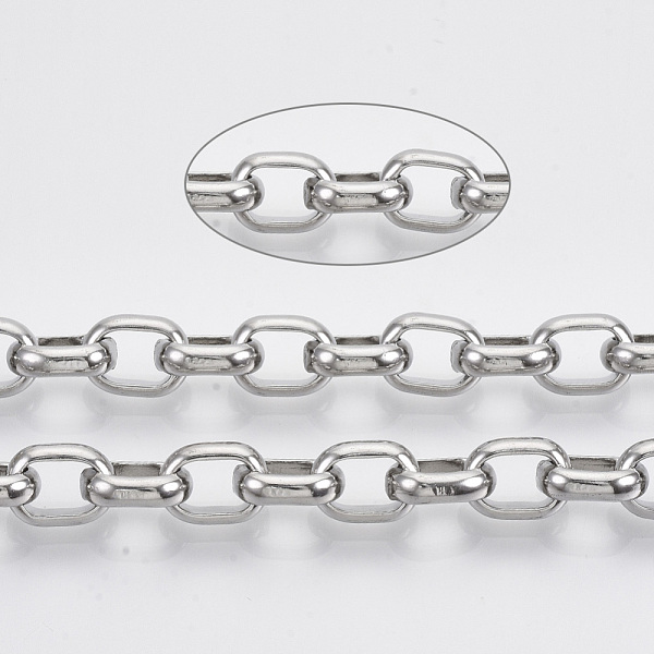 

PandaHall 3.28 Feet 304 Stainless Steel Rolo Chains, Belcher Chains, Unwelded, Stainless Steel Color, Link: 11x8x3mm 304 Stainless Steel