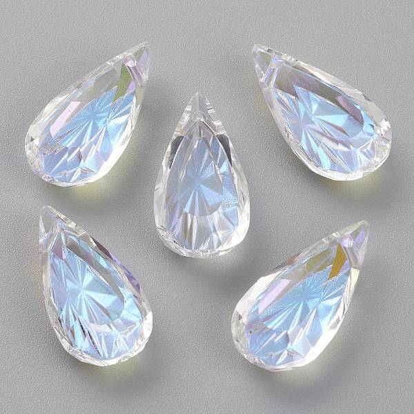 

PandaHall Embossed Glass Rhinestone Pendants, Teardrop, Faceted, Crystal Shimmer, 20x10x5.5mm, Hole: 1.5mm Glass Teardrop Clear