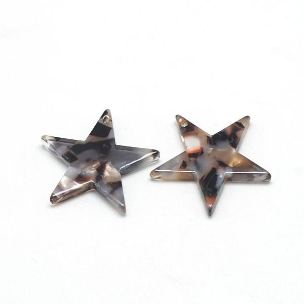

PandaHall Cellulose Acetate(Resin) Pendants, Star, Coconut Brown, 20.5x21x2.5mm, Hole: 1.5mm Cellulose Acetate Star Brown