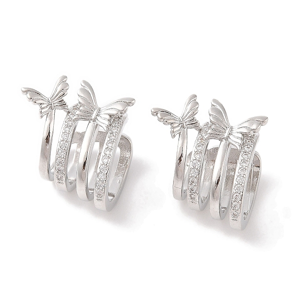 

PandaHall Brass Micro Pave Clear Cubic Zirconia Cuff Earrings for Women, Platinum, 20.5x20mm Brass
