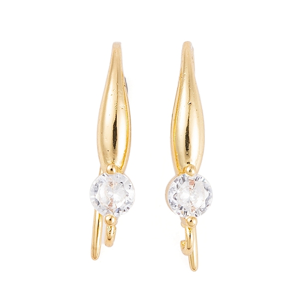 

PandaHall Rack Plating Brass Cubic Zirconia Earring Hooks, Cadmium Free & Lead Free, Long-Lasting Plated, Real 18K Gold Plated, 19x4mm, Hole..., Clear