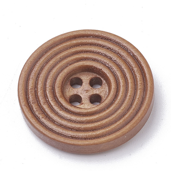 

PandaHall 4-Hole Wooden Buttons, Flat Round, Sienna, 25x5mm, Hole: 2mm Wood Flat Round Brown