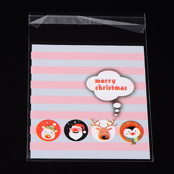 

PandaHall Rectangle OPP Cellophane Bags for Christmas, with Cartoon Pattern, Pearl Pink, 14x9.9cm, Unilateral Thickness: 0.035mm, Inner...