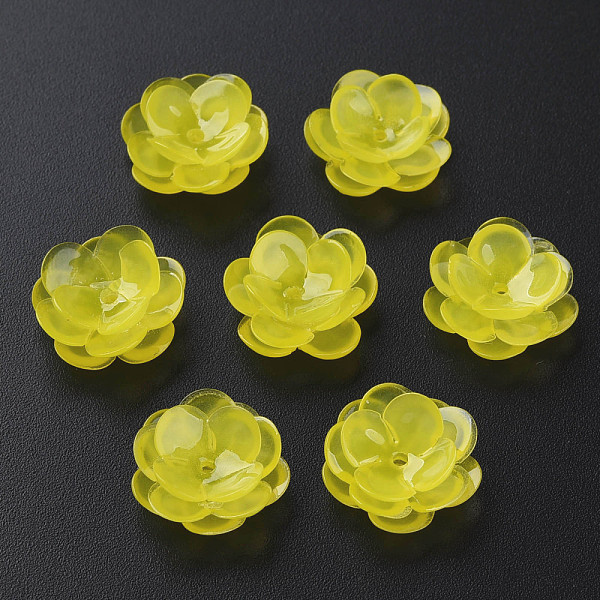 

PandaHall Plastic Beads, Flower, Yellow, 13x13x5.5~6.5mm, Hole: 1~1.4mm Plastic Flower Yellow