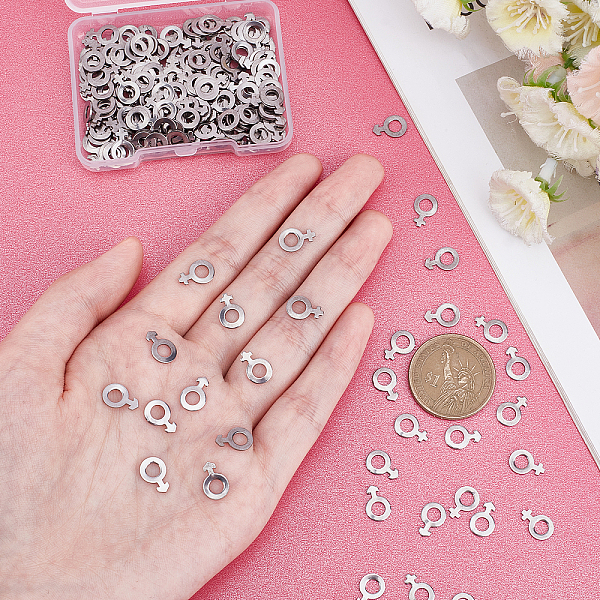 

PandaHall DICOSMETIC 200Pcs 2 Styles Female Gender Sign Charms Stainless Steel Small Pendant Charms for DIY Necklace Bracelet Earrings...