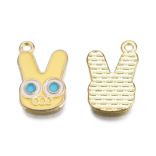

PandaHall Alloy Enamel Pendants, Cadmium Free & Lead Free, Light Gold, Rabbit Charm, Champagne Yellow, 20x13x1.5mm, Hole: 1.6mm Alloy+Enamel...