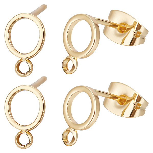 

PandaHall Beebeecraft 20Pcs Brass Ring Stud Earring Findings, with Horizontal Loops & Raw(Unplated) Silver Pins & Plastic Protector & 20Pcs...