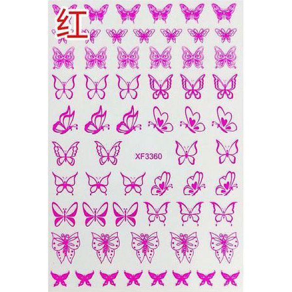 

PandaHall Nail Art Stickers, Self-adhesive, For Nail Tips Decorations, Butterfly Pattern, Deep Pink, 9.5x6.5cm Paper Butterfly Pink