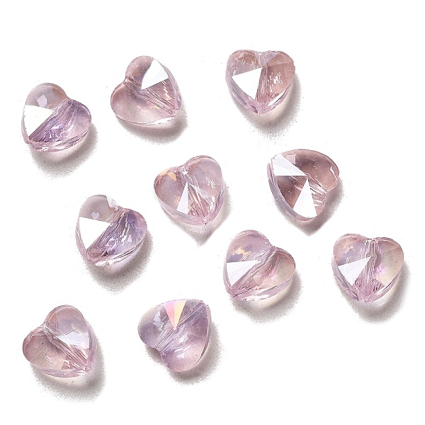 

PandaHall Electroplate Glass Beads, AB Color Plated, Faceted, Heart, Pearl Pink, 10x10x6.5mm, Hole: 1mm Glass Heart Pink