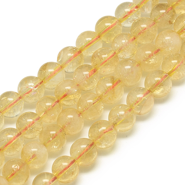 

PandaHall Natural Citrine Beads Strands, Dyed, Round, 8x7.5mm, Hole: 1mm, about 46~49pcs/strand, 15.5 inch Citrine Round