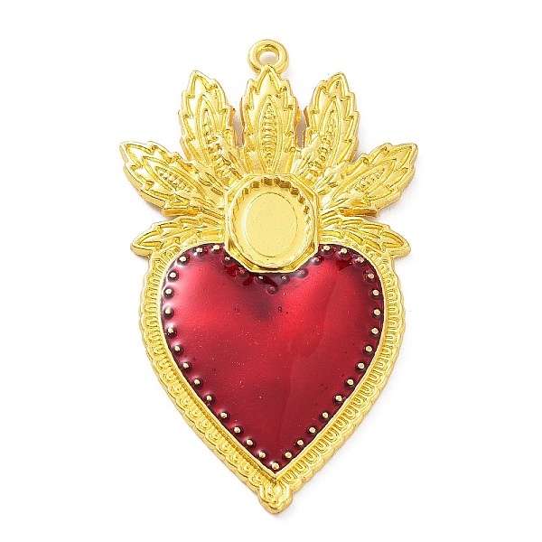

PandaHall Alloy Enamel Pendant Cabochon Settings, Heart, FireBrick, Golden, Tray: 10x8mm, 59x34.5x3.5mm, Hole: 1.6mm Alloy+Enamel Heart Red