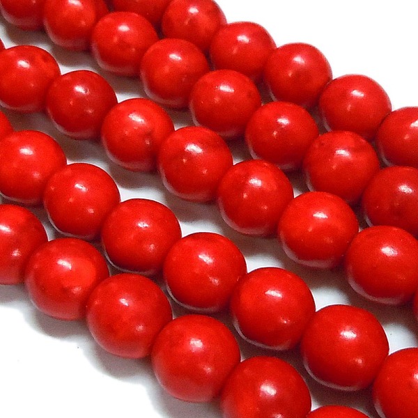 

PandaHall Synthetical Howlite Beads, Dyed, Round, Red, 8~9mm, Hole: 0.8mm, about 1450pcs/kg Howlite Round Red