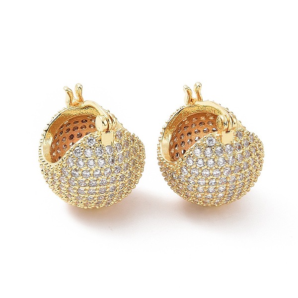 

PandaHall Clear Cubic Zirconia Round Ball Hoop Earrings, Brass Jewelry for Women, Real 18K Gold Plated, 19x17x18mm, Pin: 17.5x0.6~0.9mm...