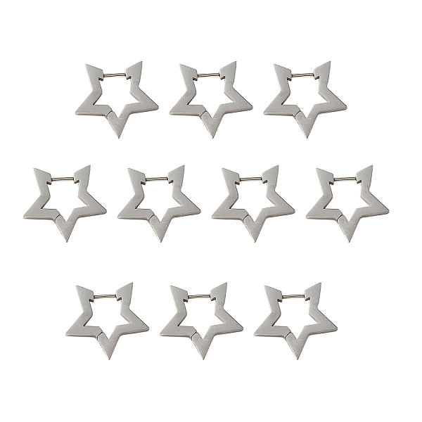 

PandaHall 304 Stainless Steel Huggie Hoop Earrings, Star, Stainless Steel Color, 22.5x24.5x2.5mm, Pin: 1mm 304 Stainless Steel Star