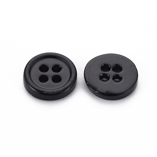 

PandaHall 4-Hole Shell Buttons, Flat Round, Black, 11.5x2mm, Hole: 1.8mm Shell Flat Round Black
