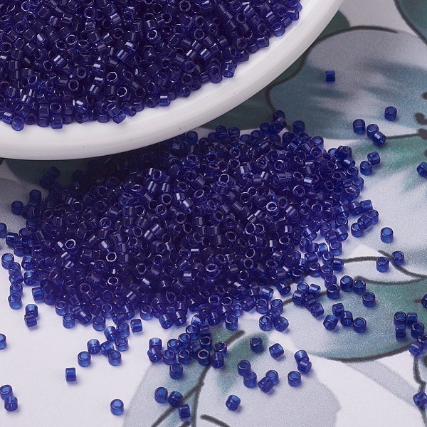 

PandaHall MIYUKI Delica Beads, Cylinder, Japanese Seed Beads, 11/0, (DB0707) Transparent Cobalt, 1.3x1.6mm, Hole: 0.8mm, about 2000pcs/10g..., Blue
