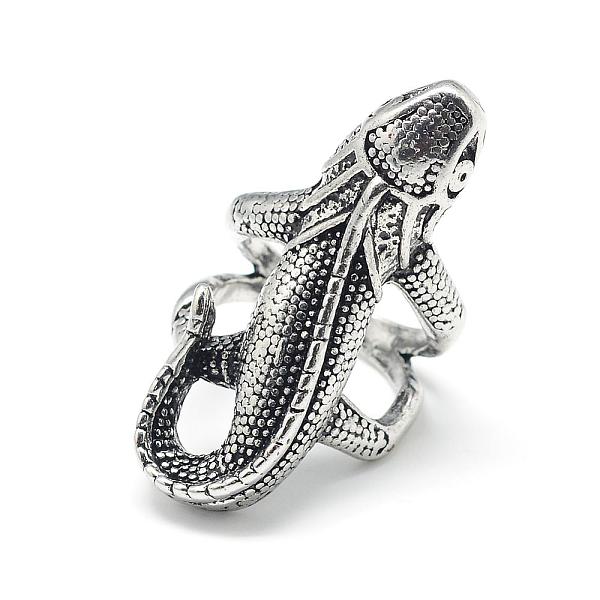 

PandaHall Alloy Finger Rings, Gecko, Size 9, Antique Silver, 19mm Alloy