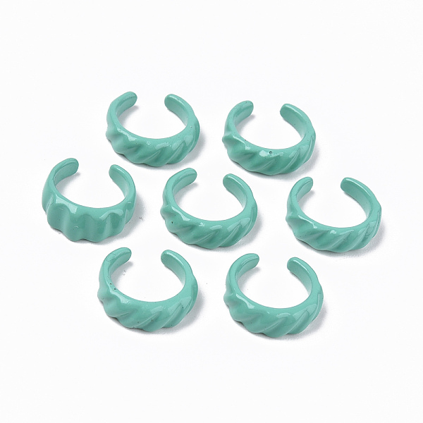 

PandaHall Spray Painted Alloy Cuff Rings, Open Rings, Cadmium Free & Lead Free, Medium Aquamarine, US Size 7(17.3mm) Alloy
