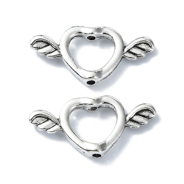 

PandaHall Tibetan Style Alloy Bead Frame, Heart with Wings, Antique Silver, 14x28x4mm, Hole: 1.6mm, Inner Diameter: 9x10mm, about...