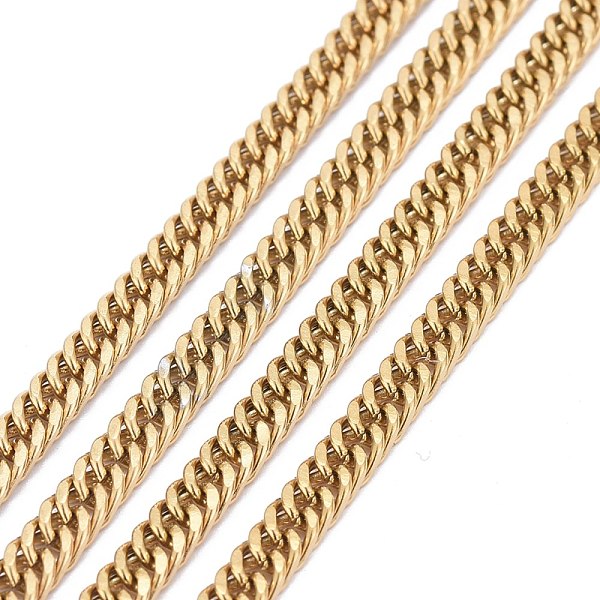 

PandaHall 3.28 Feet Ion Plating(IP) 304 Stainless Steel Diamond Cut Curb Chains, Cuban Link Chain, Unwelded, Faceted, Golden, 5x3.5x0.7mm...