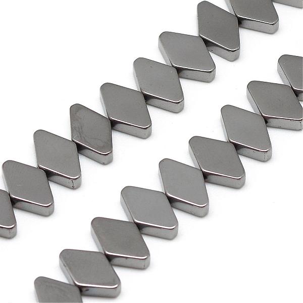 

PandaHall Electroplate Non-magnetic Synthetic Hematite Bead Strands, Rhombus, Black Plated, 7x10x3mm, Hole: 1mm, about 63pcs/strand, 15.7...