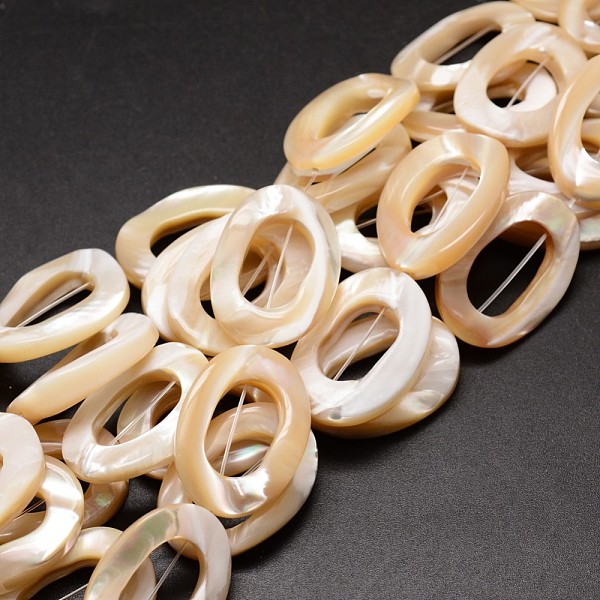 

PandaHall Natural Trochid Shell/Trochus Shell Beads Strands, Oval, PeachPuff, 25x18x3~4mm, Hole: 1mm, about 16pcs/strand, 15.75 inch Trochus..., Brown