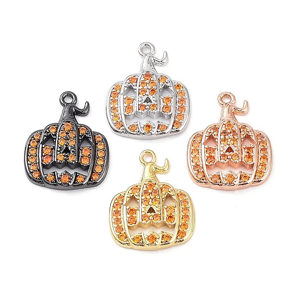 

PandaHall Rack Plating Brass Orange Cubic Zirconia Pendants, Lead Free & Cadmium Free, Long-Lasting, Pumpkin Charm, Mixed Color, 18x14x3mm...