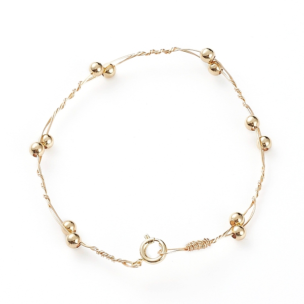 

PandaHall Brass Bangles, with Round Beads, Copper Wire and Cardboard Boxes, Golden, 7-1/4 inch(18.5cm) Brass