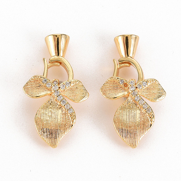 

PandaHall Brass Micro Pave Clear Cubic Zirconia Pendants Bail, Nickel Free, Flower, Real 18K Gold Plated, 24x13x5mm, Hole: 1.4mm Brass+Cubic...