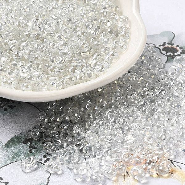 

PandaHall Baking Glass Seed Beads, Peanut, Clear, 5.5~6x3~3.5x3mm, Hole: 1~1.2mm, about 4000pcs/pound Glass Peanut Clear
