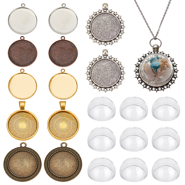 

PandaHall CHGCRAFT 24Pcs 3 Colors Bezel Pendant Trays Kits with 12Pcs Round Blank Bezel Pendant Trays Base 12Pcs Setting Glass Cabochon Dome...