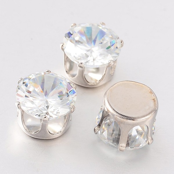 

PandaHall Flat Round Brass Cubic Zirconia Cabochons, Platinum, 10mm Brass+Cubic Zirconia Flat Round