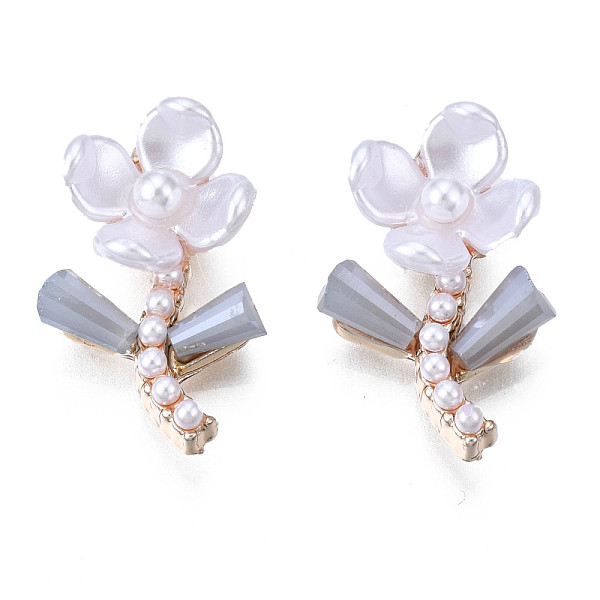 

PandaHall Opaque White Resin Pendants, with Rack Plating Golden Tone Alloy Flindings and Glass Leaves, Cadmium Free & Lead Free, Flower...