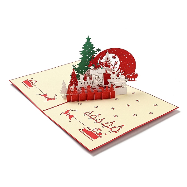 

PandaHall 3D Pop Up Paper Greeting Card, with Envelope, Christmas Day Invitation Card, Christmas Tree, 300x200x115mm Paper Christmas Tree..., Red