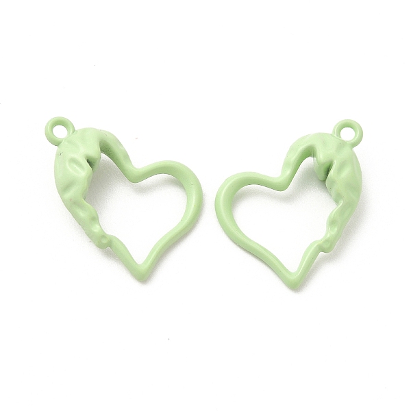 

PandaHall Spray Painted Alloy Pendants, Hollow Heart Charm, Pale Green, 21x15.5x0.6mm, Hole: 1.6mm Alloy Heart