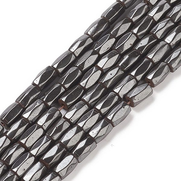 

PandaHall Magnetic Synthetic Hematite Beads Strands, Eighteen Facets, Tube, Black, about 5mm in diameter, 8mm long, about 50pcs/strand, hole...